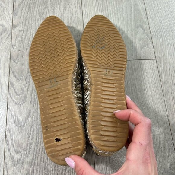 Stuart Weitzman Metallic Woven Espadrille Pipe Catalan Flats - Picture 7 of 8